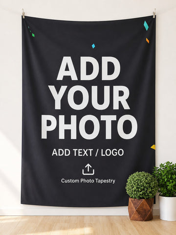 Personalized Photo & Text Tapestry, Custom Picture Wall Hanging Backdrop For Bedroom, Living Room, Dorm Or Party Display, Create A Unique Memory Gift For Wedding, Birthday, Anniversary And Graduation Celebrations